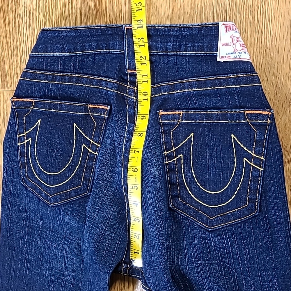 TRUE RELIGION VITAGE 32x25 WOMENS GIRLS STRIGHT DENIM DARK WASH KATE JEANS - Picture 4 of 8